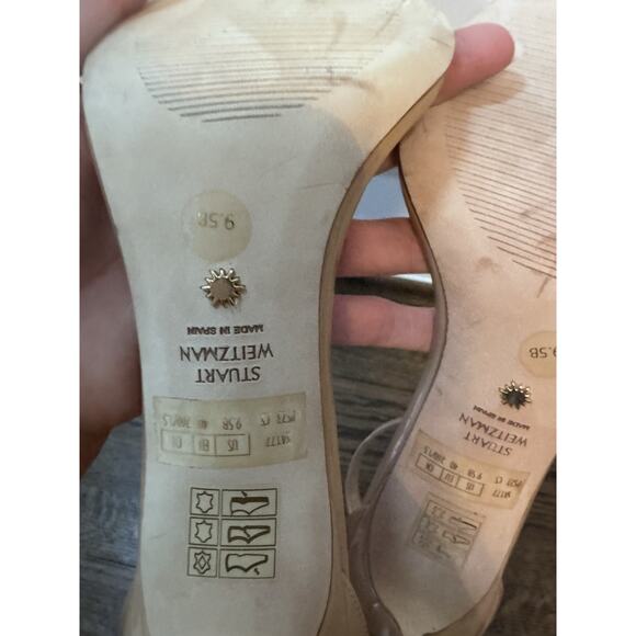 Stuart Weitzman Nudist Curve Nude Patent Leather Stilleto Sandals Womens 9.5 NEW - Picture 6 of 16